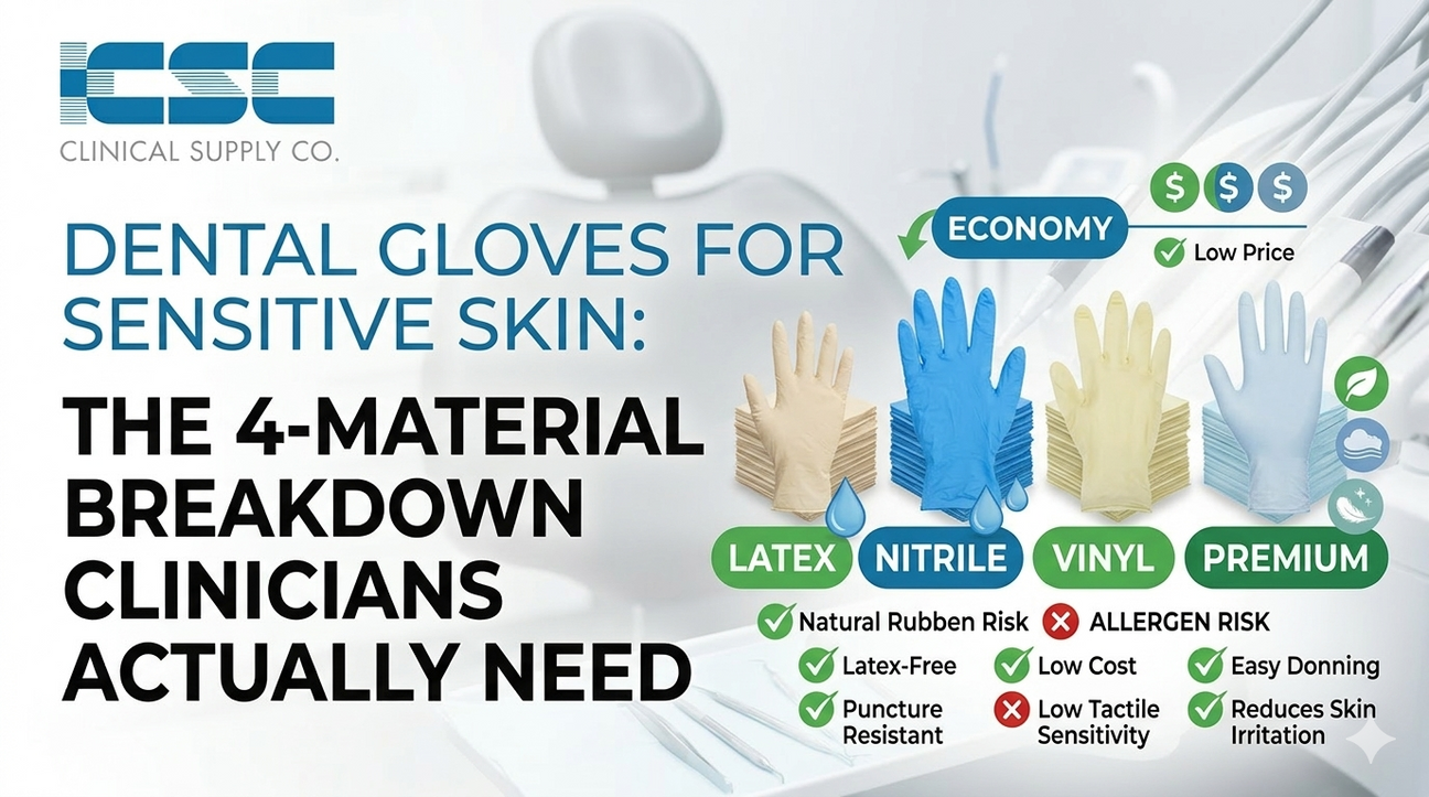 Dental Gloves for Sensitive Skin: The 4-Material Breakdown Clinicians Actually Need