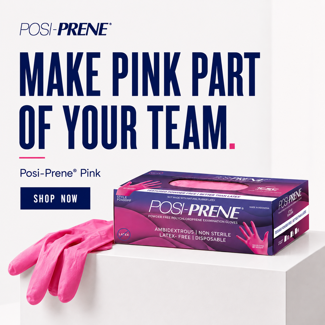 Posi-Prene® Pink Perfection: Powder/Latex-Free Polychloroprene Exam Gloves, 100 per box