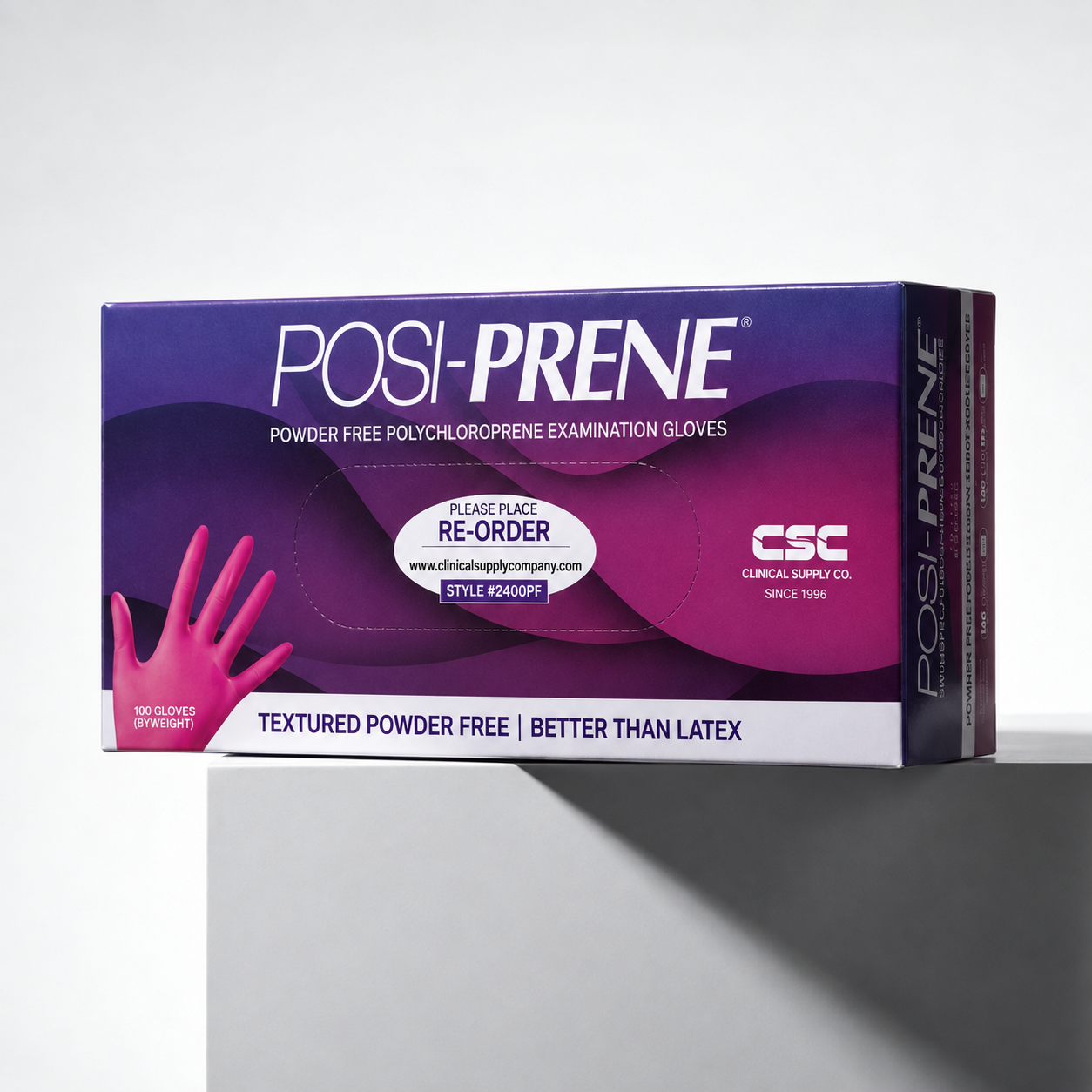 Posi-Prene® Pink Perfection: Powder/Latex-Free Polychloroprene Exam Gloves, 100 per box