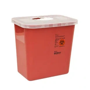Sharps, 2 Gallon, red, needle container, with rotor lid