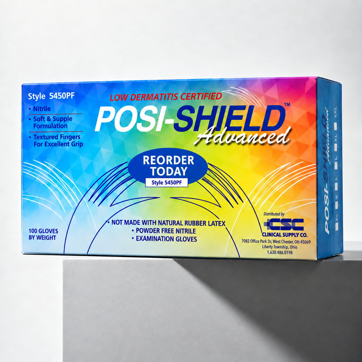 Posi-Shield Advanced™ Low Dermatitis Nitrile: Violet Blue Exam Gloves for Sensitive Skin, 100 per box