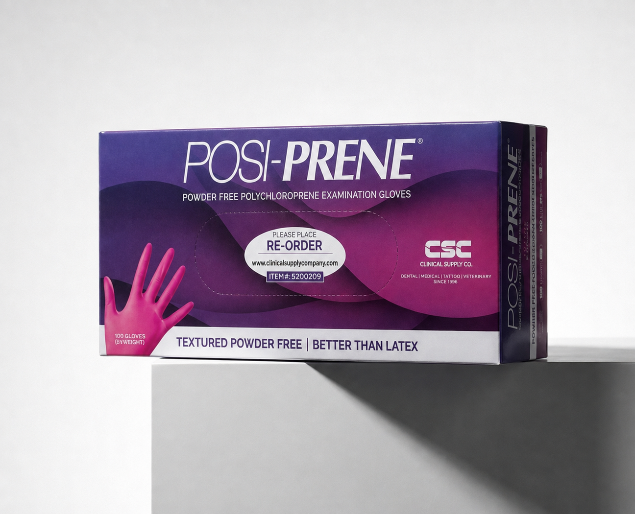 Posi-Prene® Pink Perfection: Powder/Latex-Free Polychloroprene Exam Gloves, 100 per box