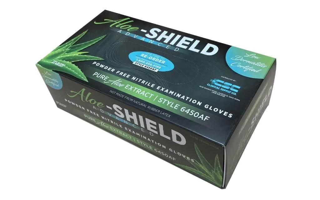 Aloe-SHIELD Advanced® Comfort: Aloe-Infused Green Nitrile Exam Gloves, 200 per box