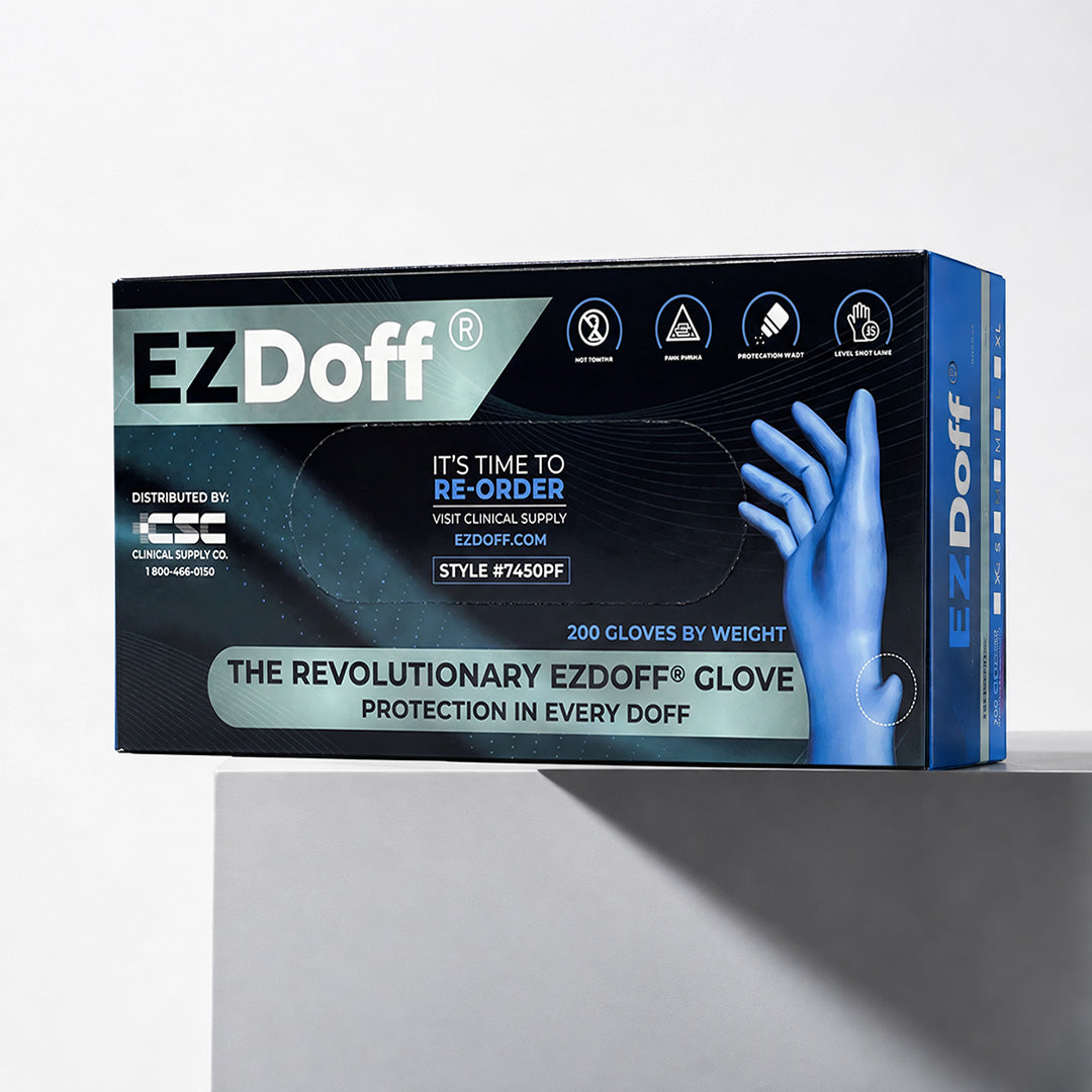 EZDoff Blue Nitrile Exam Gloves with Textured Doffing Aid, 200 per box