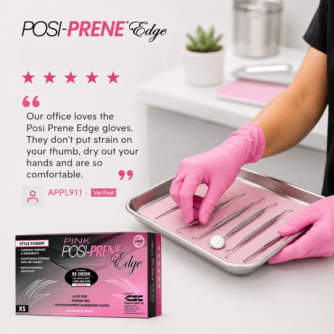 Posi-Prene® Edge: Precision and Comfort in Pink Polychloroprene Exam Gloves, 100 per box