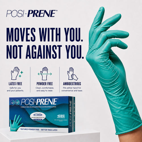 Posi-Prene® Vibrant Green: Powder/Latex-Free Polychloroprene Exam Gloves, 100 per box