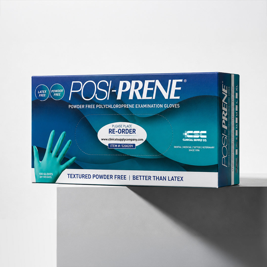 Posi-Prene® Vibrant Green: Powder/Latex-Free Polychloroprene Exam Gloves, 100 per box