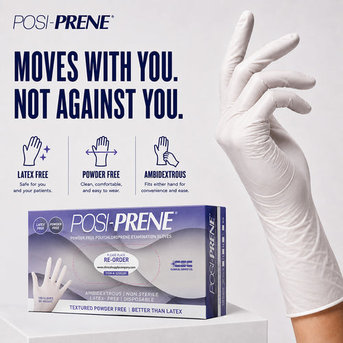 Posi-Prene® White Wonder: Powder/Latex-Free Polychloroprene Comfort Exam Gloves, 100 per box