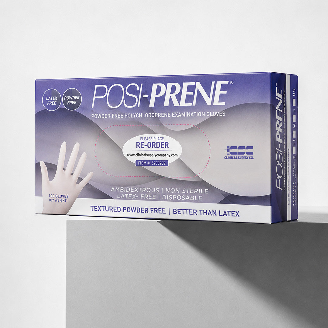 Posi-Prene® White Wonder: Powder/Latex-Free Polychloroprene Comfort Exam Gloves, 100 per box