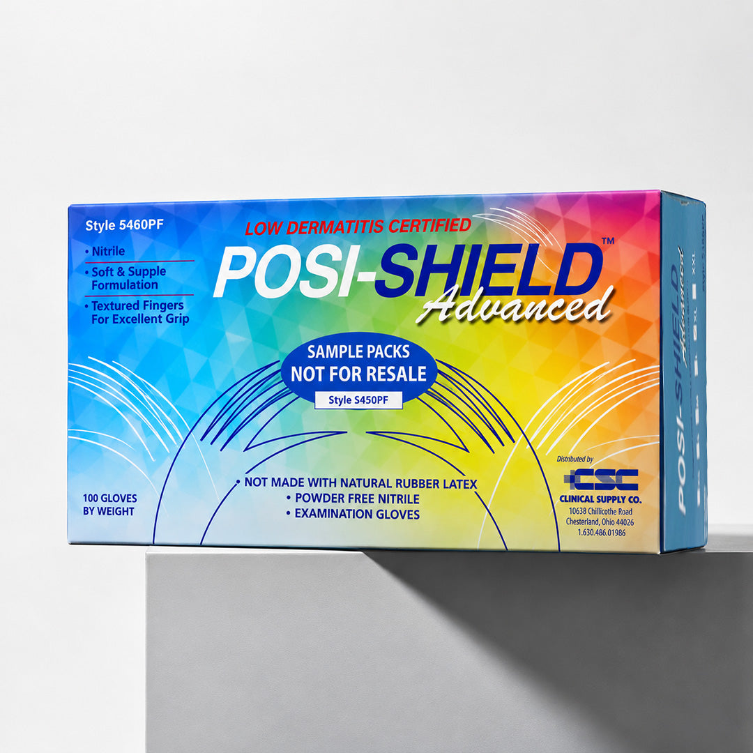Posi-Shield Advanced™ Low Dermatitis Nitrile: Violet Blue Exam Gloves for Sensitive Skin, 100 per box