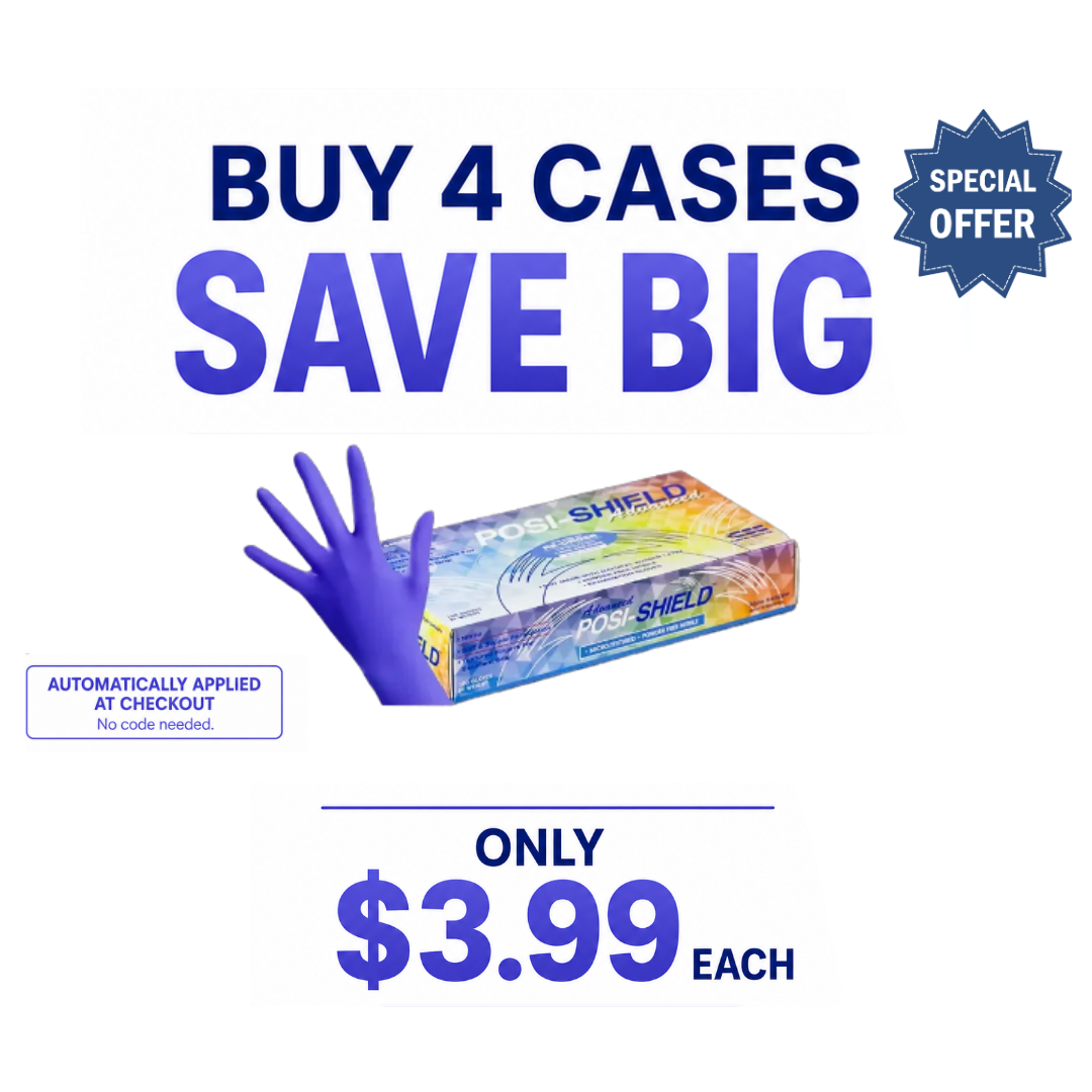 Posi-Shield Advanced™ Low Dermatitis Nitrile: Violet Blue Exam Gloves for Sensitive Skin, 100 per box