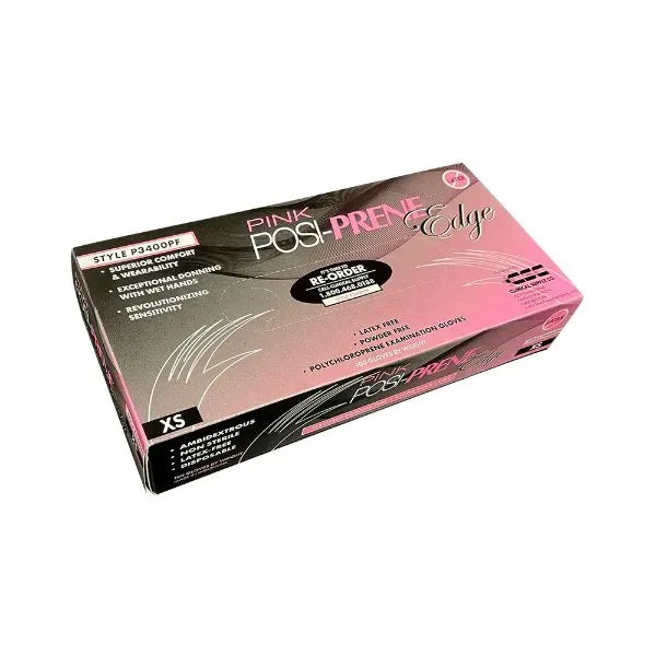 Posi-Prene® Edge: Precision and Comfort in Pink Polychloroprene Exam Gloves, 100 per box - Clinical Supply Company