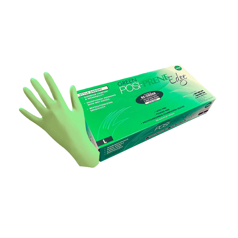 Posi-Prene Edge® Green: Polychloroprene Thin Film Technology for Enhanced Performance, 100 per box - Clinical Supply Company