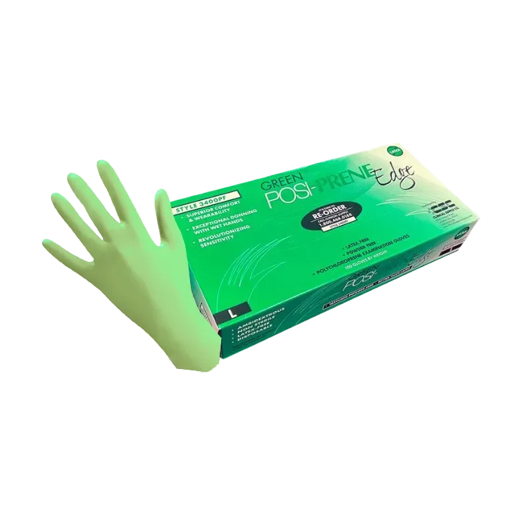 Posi-Prene Edge® Green: Polychloroprene Thin Film Technology for Enhanced Performance, 100 per box - Clinical Supply Company