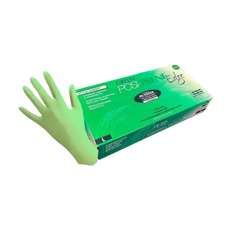 Posi-Prene Edge® Green: Polychloroprene Thin Film Technology for Enhanced Performance, 100 per box - Clinical Supply Company