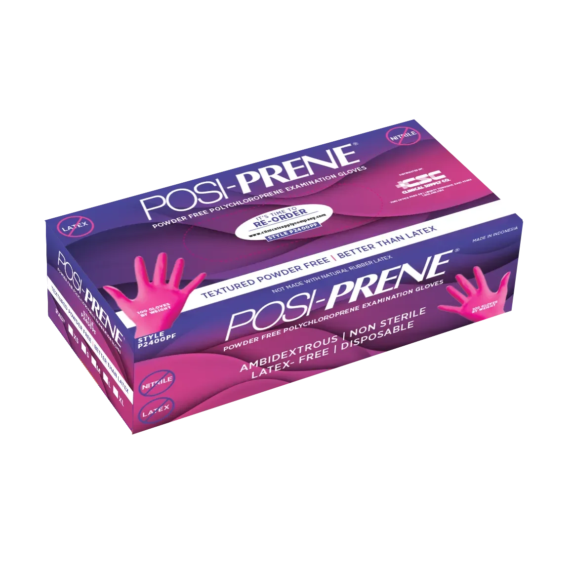 Posi-Prene® Pink Perfection: Powder/Latex-Free Polychloroprene Exam Gloves, 100 per box - Clinical Supply Company