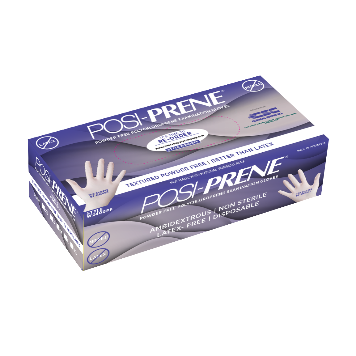 Posi-Prene® White Wonder: Powder/Latex-Free Polychloroprene Comfort Exam Gloves, 100 per box