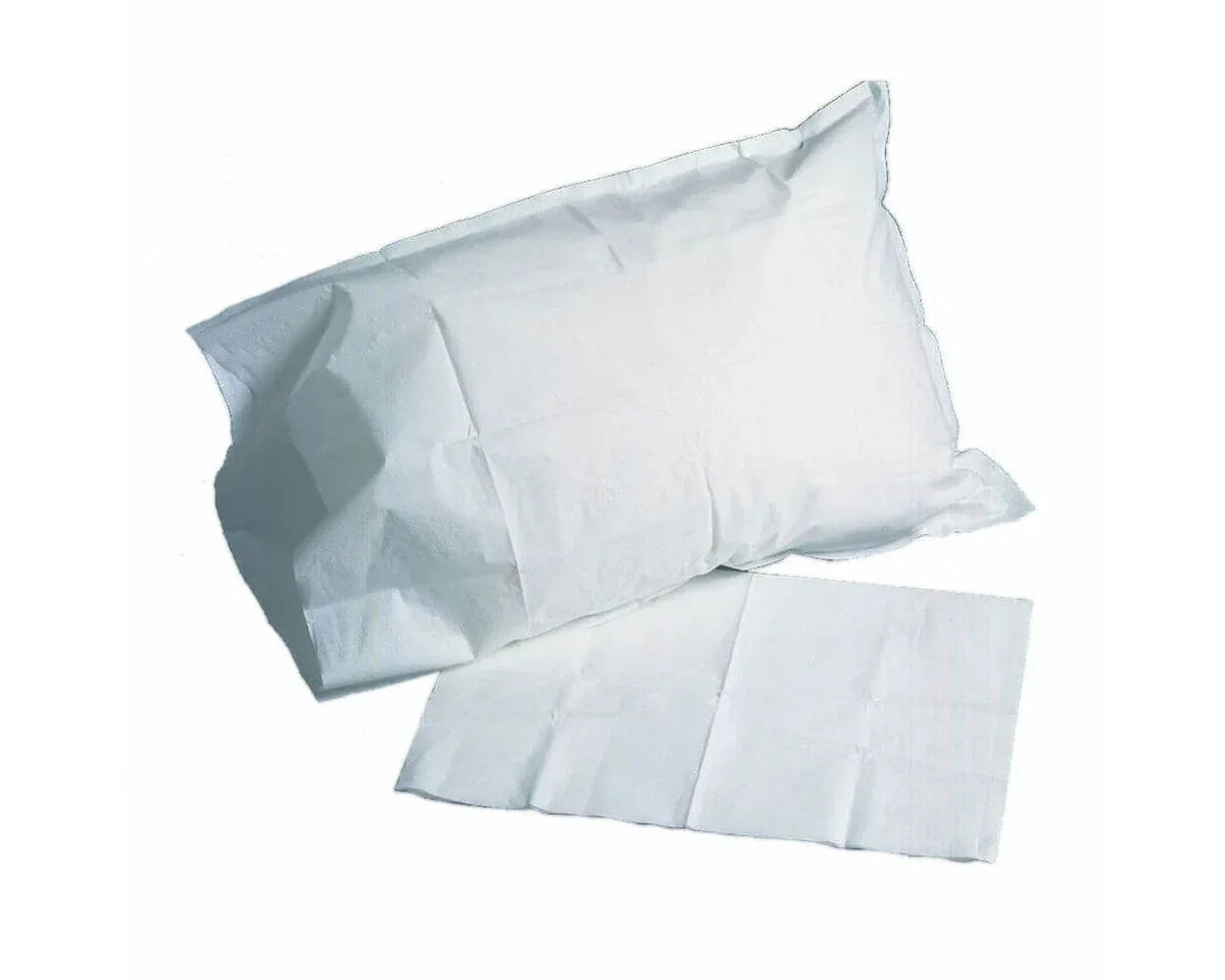 Disposable 21" x 30" Tissue/Poly Pillowcase - Pack of 100/Case, White
