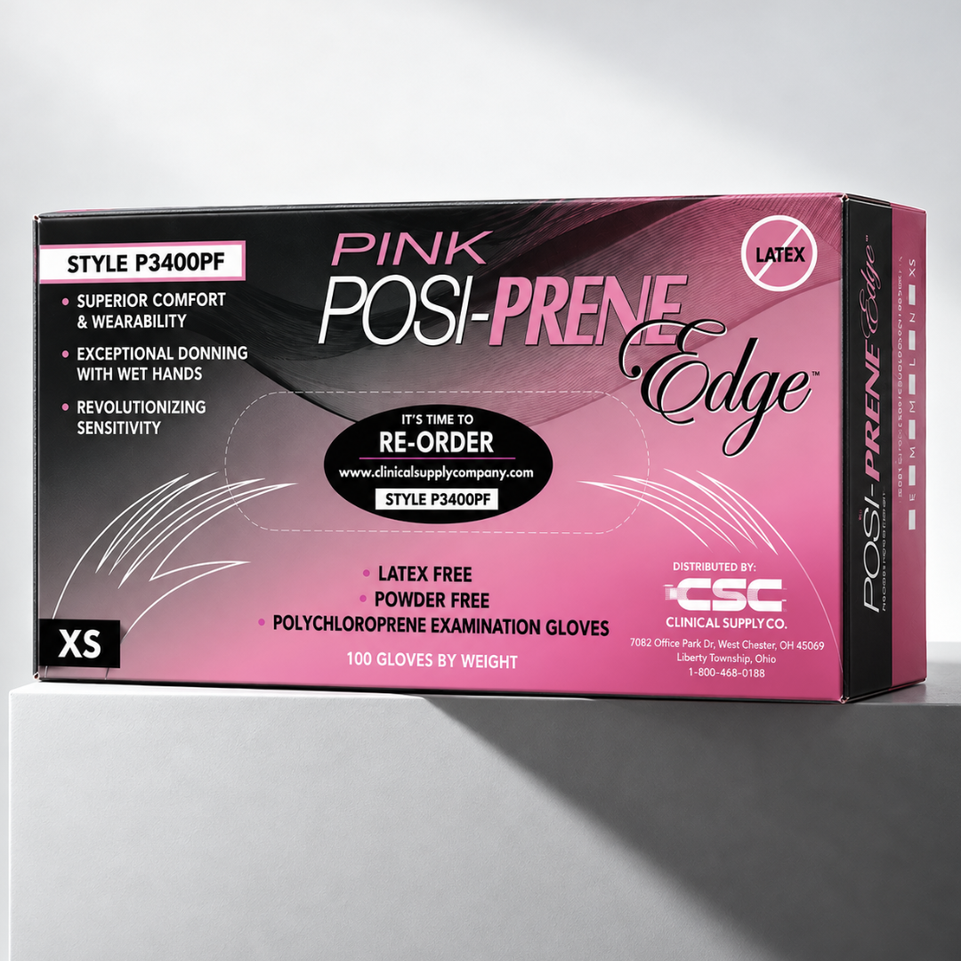 Posi-Prene® Edge: Precision and Comfort in Pink Polychloroprene Exam Gloves, 100 per box