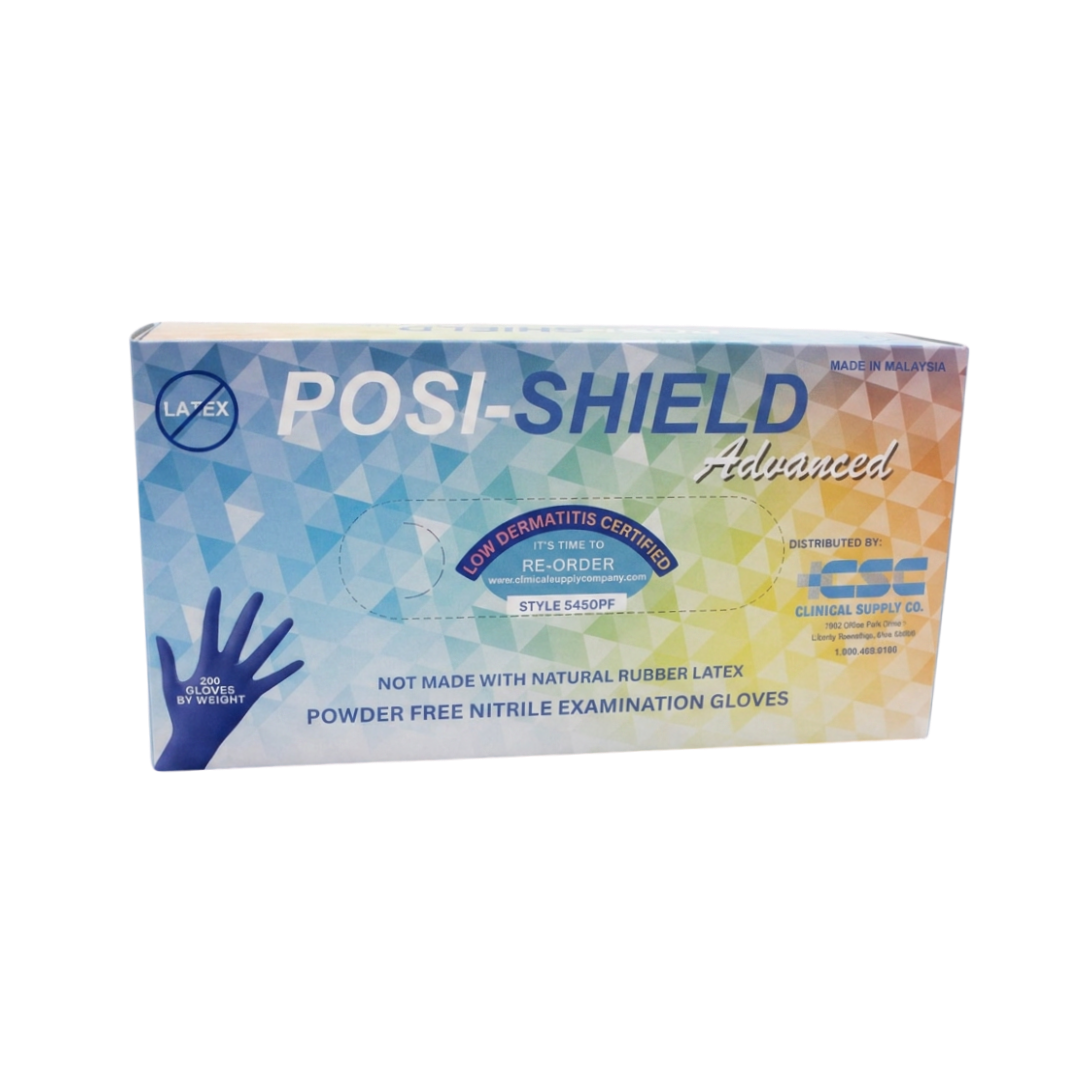 Posi-Shield Advanced™ Low Dermatitis Nitrile: Violet Blue Exam Gloves for Sensitive Skin, 200 per box