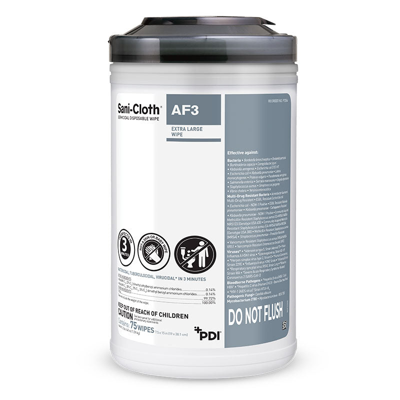 PDI Sani-Cloth AF3 Germicidal Disposable Wipe X-Large 75 wipes per canister