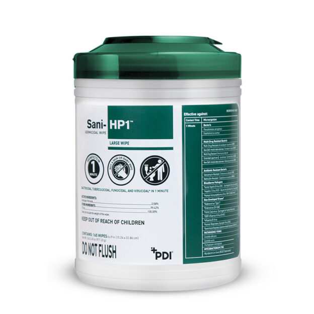 PDI HP1 Germicidal Wipes Large, 165 wipes per canister