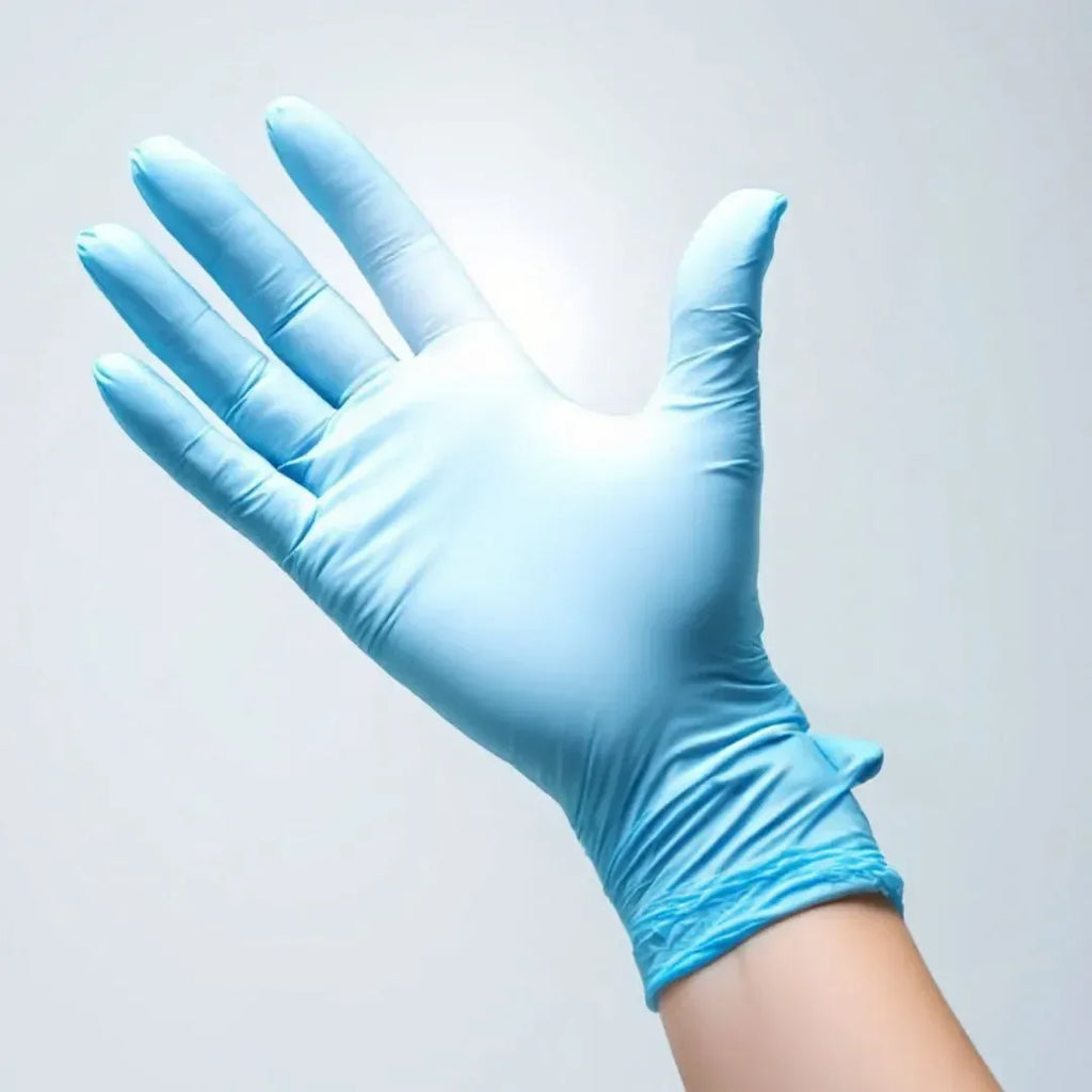 EZDoff Blue Nitrile Exam Gloves with Textured Doffing Aid, 200 per box