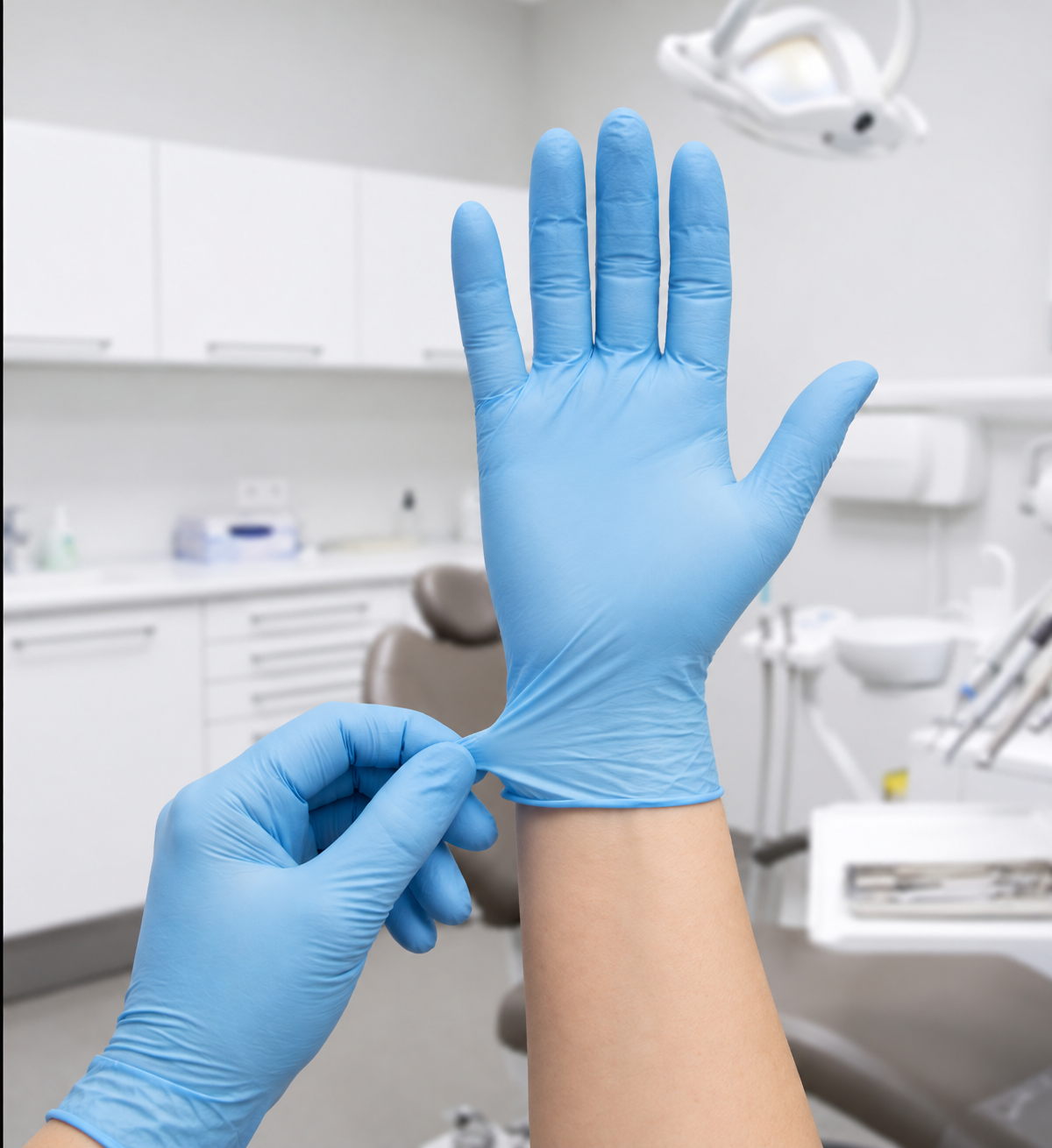 EZDoff Blue Nitrile Exam Gloves with Textured Doffing Aid, 200 per box