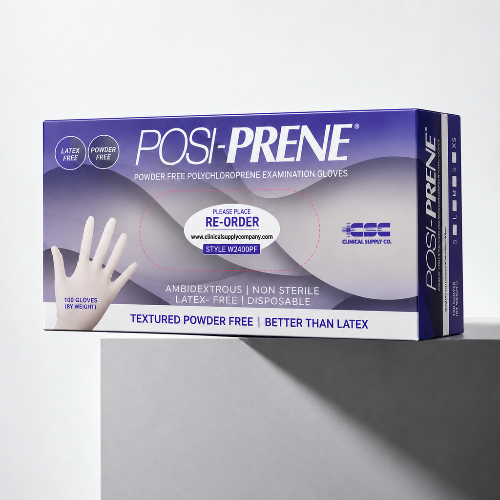 Posi-Prene® White Wonder: Powder/Latex-Free Polychloroprene Comfort Exam Gloves, 100 per box