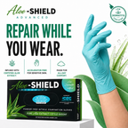 Aloe-SHIELD Advanced® Low Dermatitis: Aloe-Infused Green Nitrile Exam Gloves, 200 per box