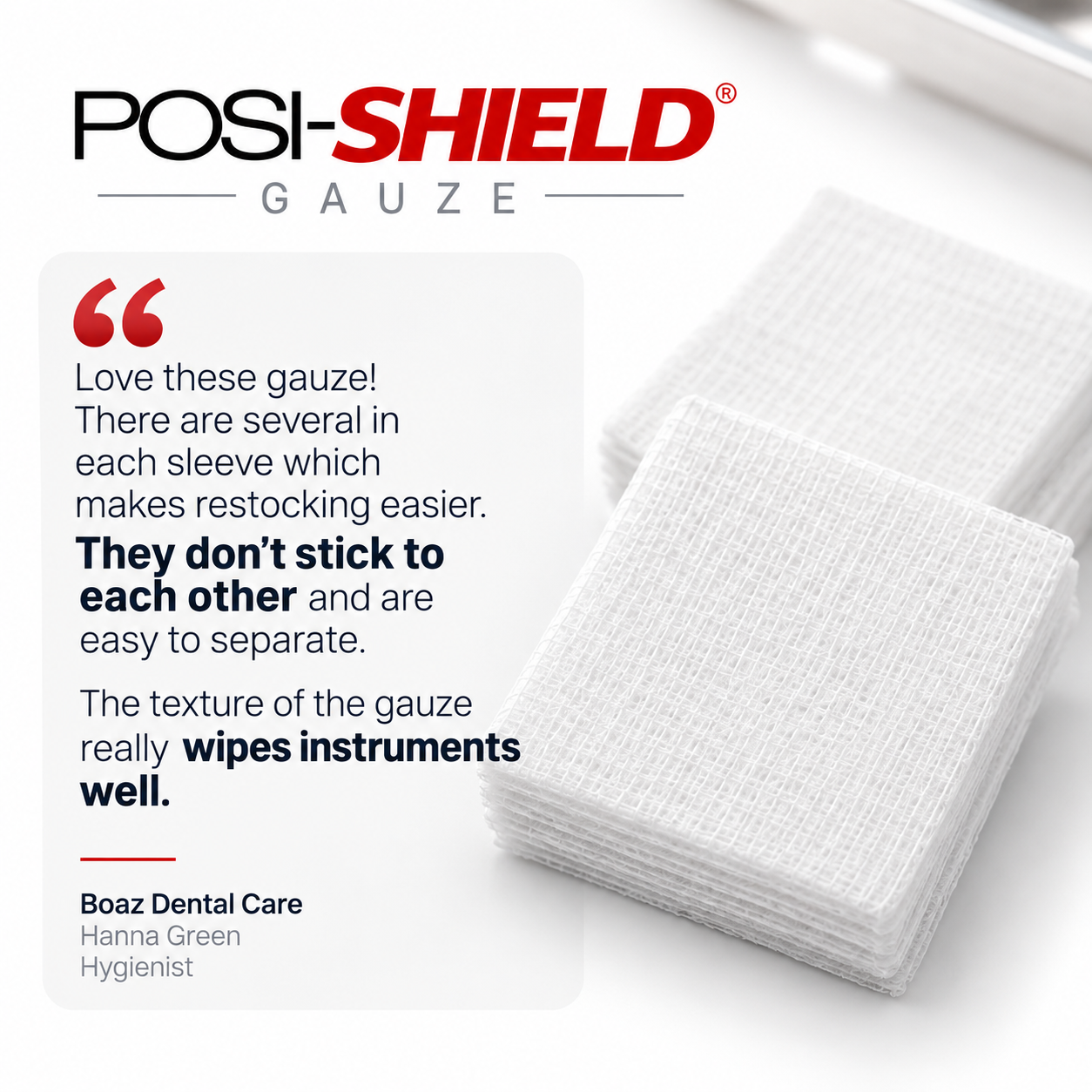Posi-Shield® 2X2 Non-Woven Sponges, 4-Ply Non-Sterile, 200 Per Sleeve