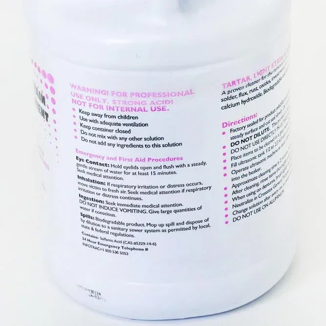 Crosstex Dental Implant Tartar and Stain Remover, biodegradable, 1 Gallon Bottle/3.785L - Clinical Supply Company