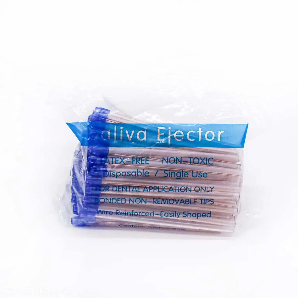 Posi-Shield® Saliva Ejectors, Clear with Blue Tip, 100 per bag, 20-Bags per case