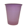 Purple plastic cup on a white background