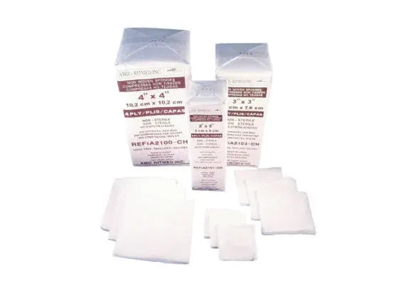Non-woven sponge, 2" x 2", premium, 4-ply sterile, 3,000 per case
