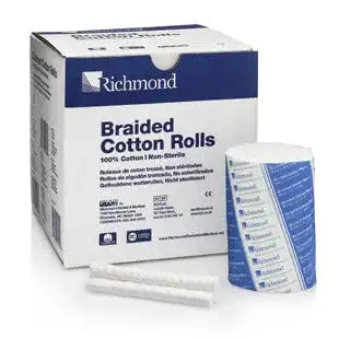 Braided Cotton Rolls 4" Medium Non Sterile 250/box