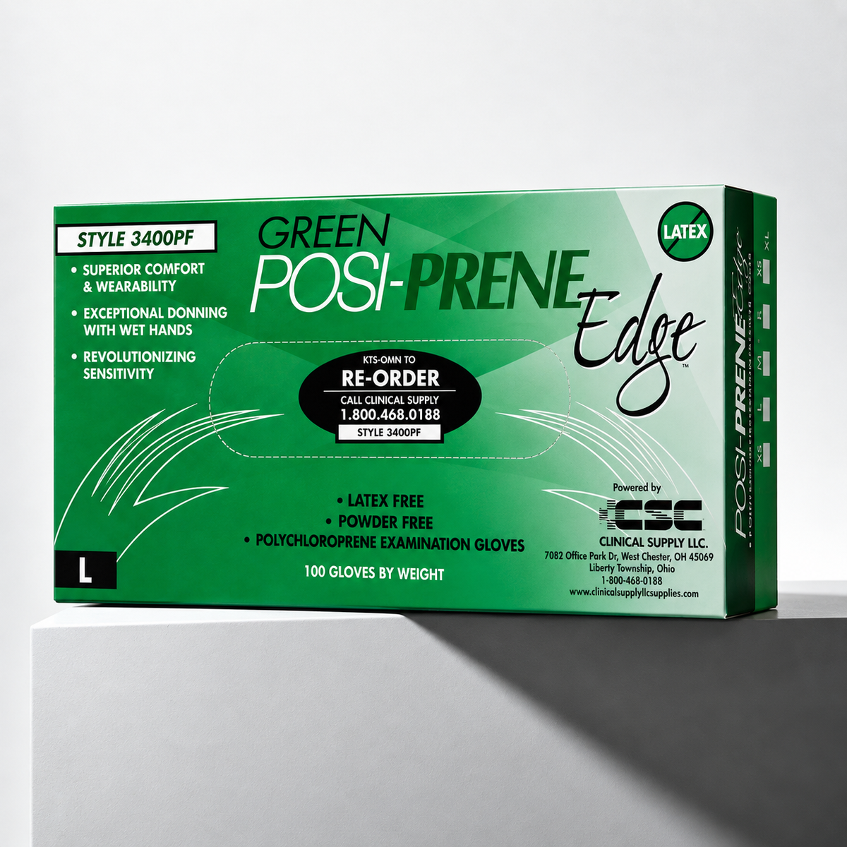 Posi-Prene Edge® Green: Polychloroprene Thin Film Technology for Enhanced Performance, 100 per box