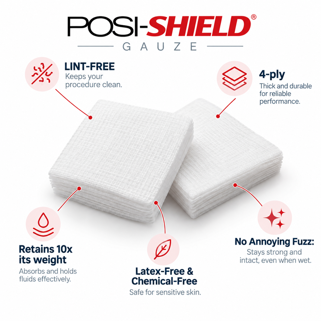 Posi-Shield® 2X2 Non-Woven Sponges, 4-Ply Non-Sterile, 200 Per Sleeve