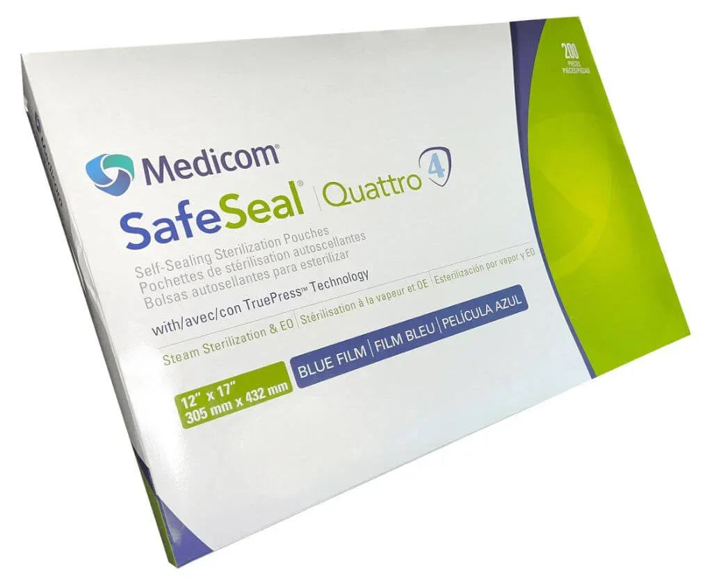 Medicom SafeSeal Quattro Premium Sterilization pouches, 200 Pouches Per Box