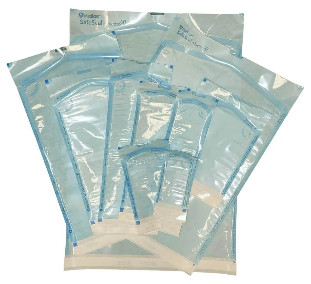 Medicom SafeSeal Quattro Premium Sterilization pouches, 200 Pouches Per Box