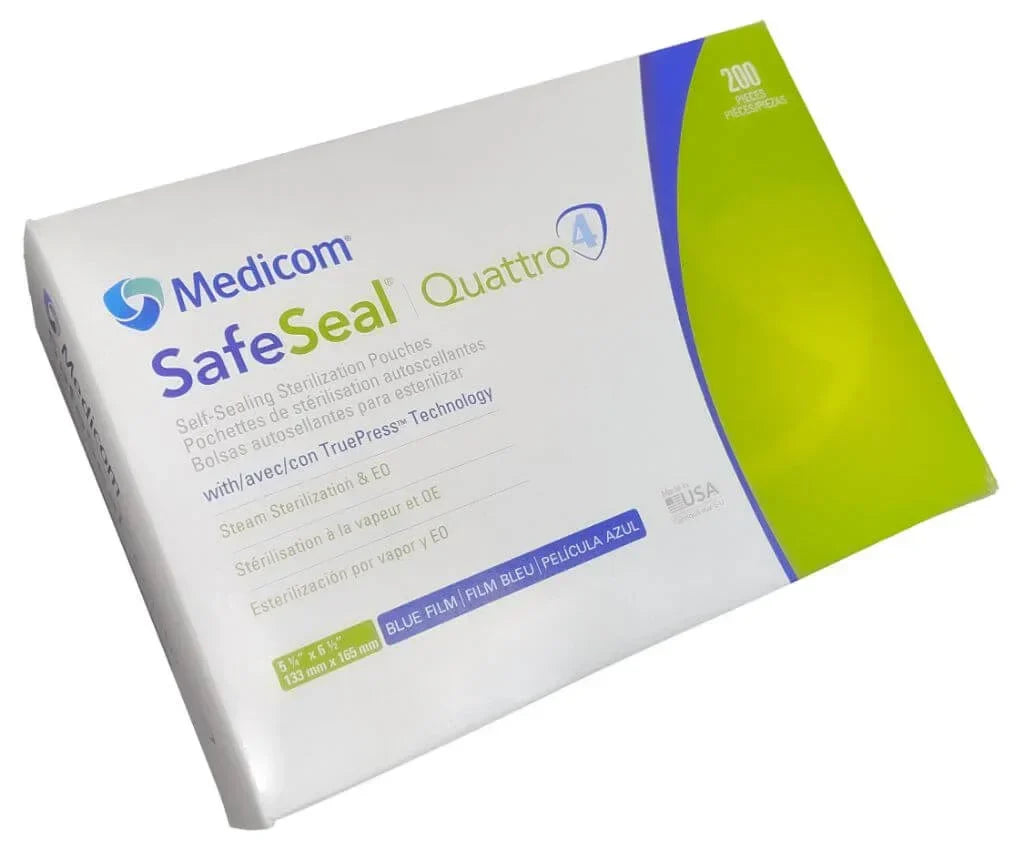 Medicom SafeSeal Quattro Premium Sterilization pouches, 200 Pouches Per Box