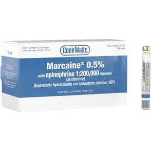 Marcaine 0.5% with EPI 1:200,000 Cook-Waite, 50 - 1.8ml Rx