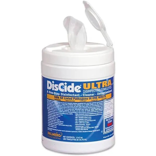 DisCide Ultra Disinfecting Towelettes, Large, 6"x6-3/4",  160 per canister